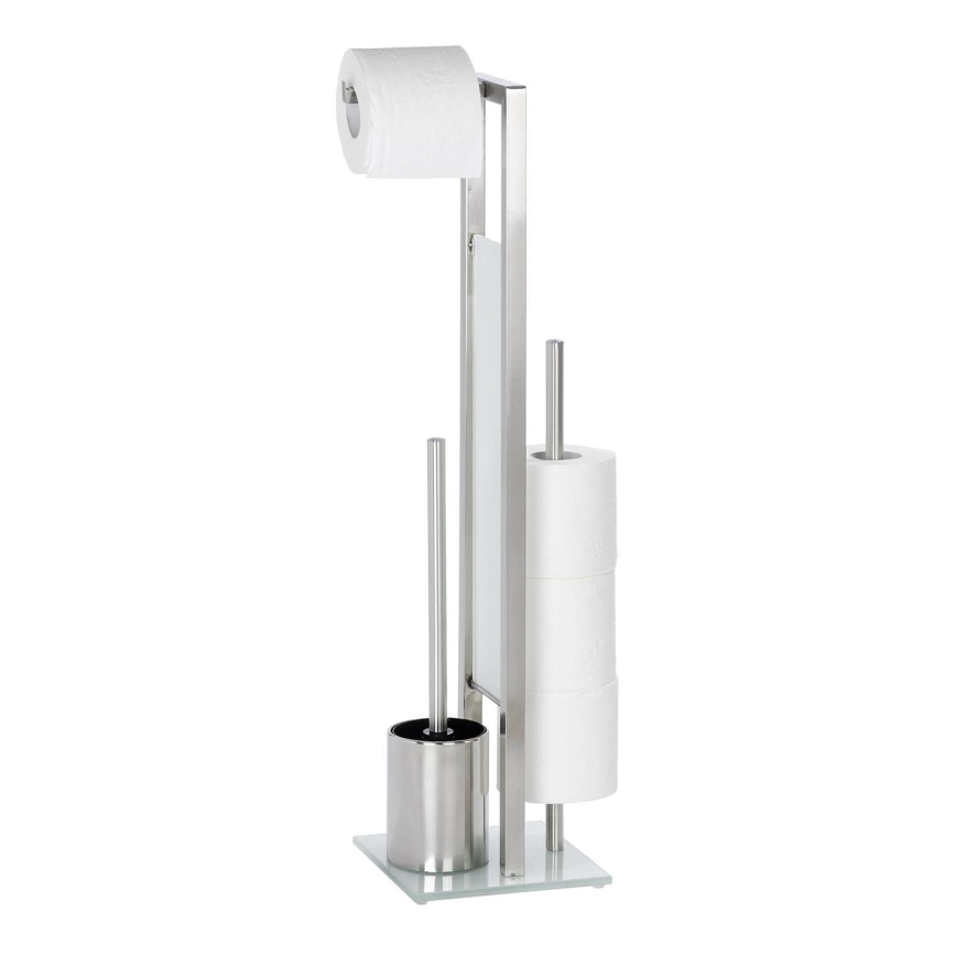 WENKO 21564100 - Escova de WC RIVALTA 18x70 cm inox/prateado/branco/preto