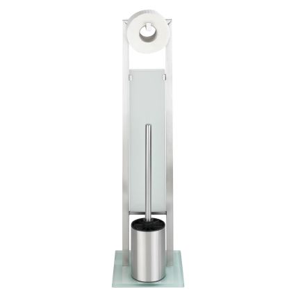 WENKO 21564100 - Escova de WC RIVALTA 18x70 cm inox/prateado/branco/preto