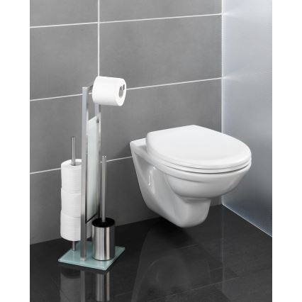 WENKO 21564100 - Escova de WC RIVALTA 18x70 cm inox/prateado/branco/preto
