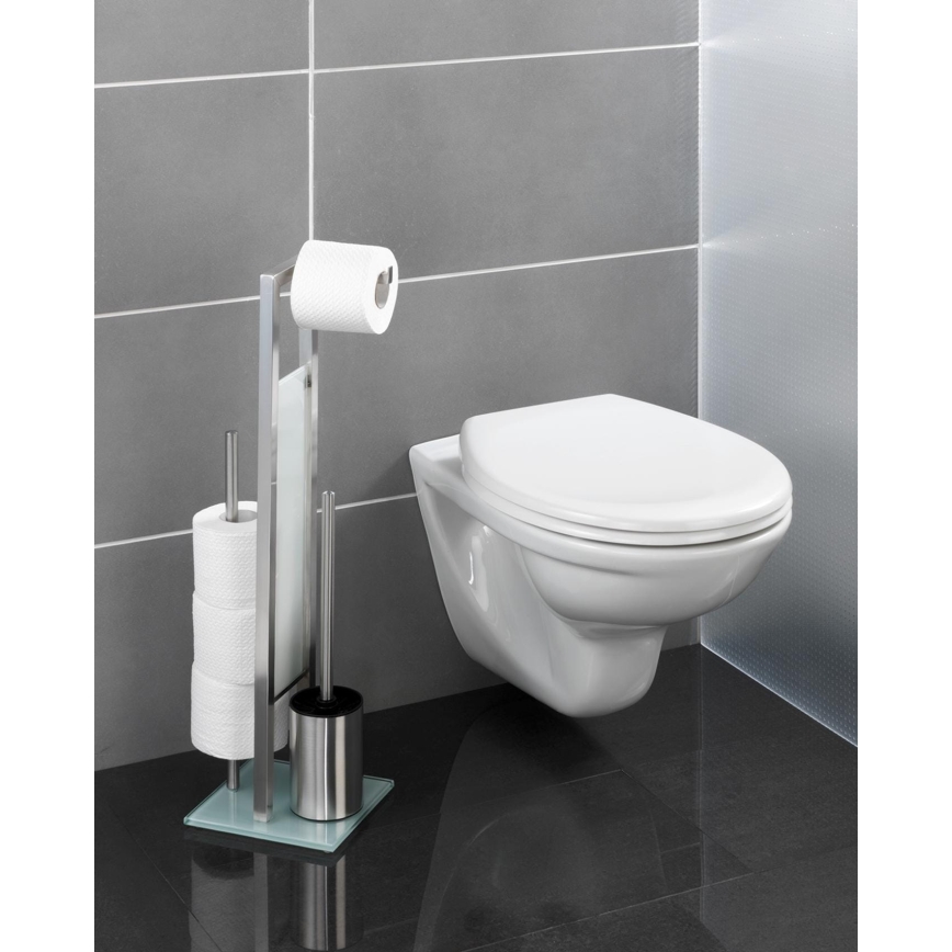 WENKO 21564100 - Escova de WC RIVALTA 18x70 cm inox/prateado/branco/preto