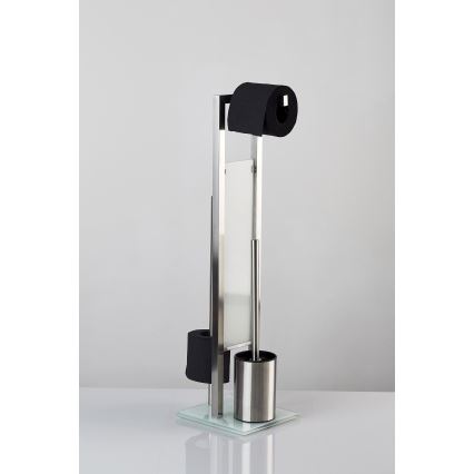 WENKO 21564100 - Escova de WC RIVALTA 18x70 cm inox/prateado/branco/preto