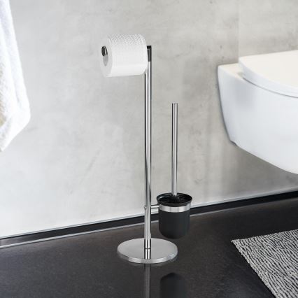 WENKO 21836800 - Escova de WC PARUS 25,5x57 cm aço inoxidável/prateado/preto