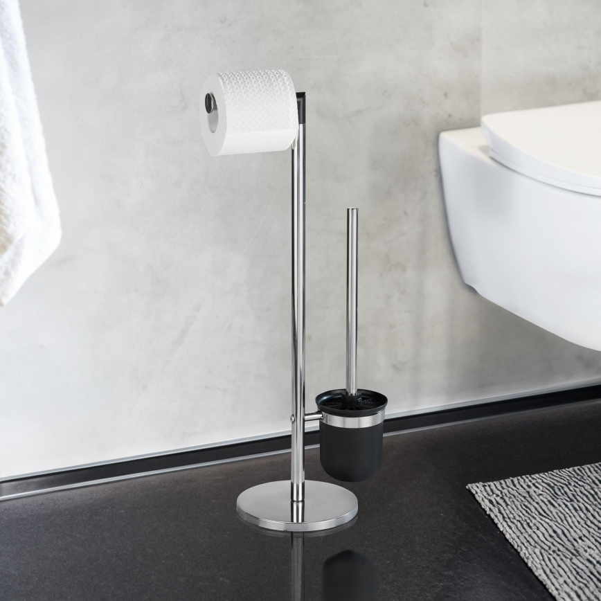 WENKO 21836800 - Escova de WC PARUS 25,5x57 cm aço inoxidável/prateado/preto