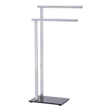 WENKO 22090100 - Toalheiro de pé LAVA 42x81 cm aço inoxidável/prateado/preto