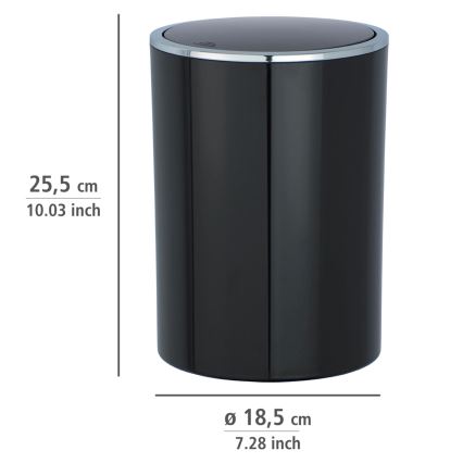 WENKO 22558100 - Cesto INCA 18,5x25,5 cm preto/cromado brilhante