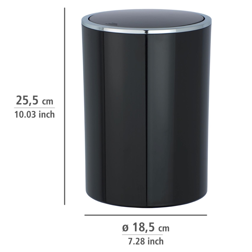 WENKO 22558100 - Cesto INCA 18,5x25,5 cm preto/cromado brilhante