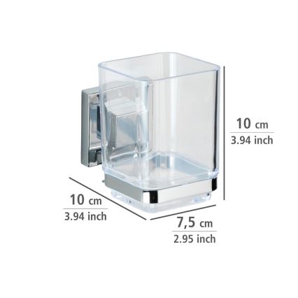 WENKO 22680100 -Copo VACUUM-LOC QUADRO ED 7,5x10 cm prateado/brilhante cromo/transparente