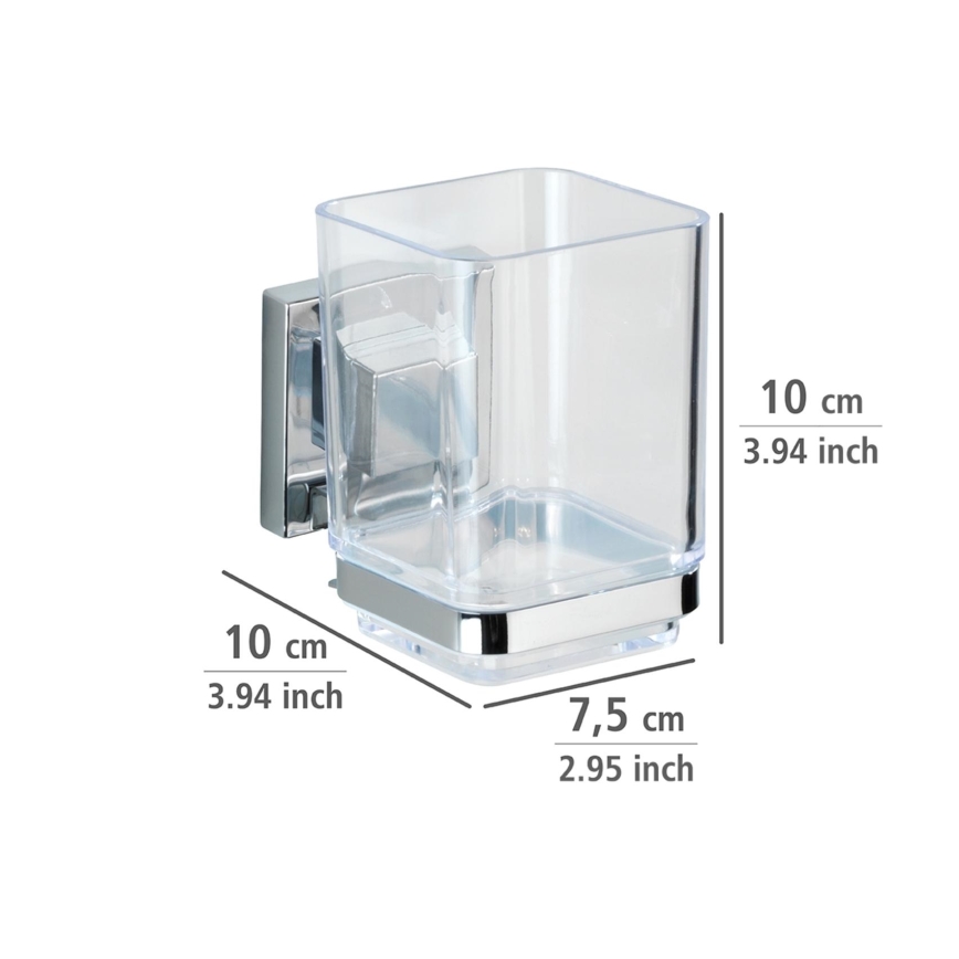 WENKO 22680100 -Copo VACUUM-LOC QUADRO ED 7,5x10 cm prateado/brilhante cromo/transparente