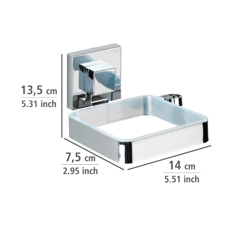 WENKO 22682100 -Suporte para secador de cabelo VACUUM-LOC QUADRO ED 13,5x14 cm prateado/cromado