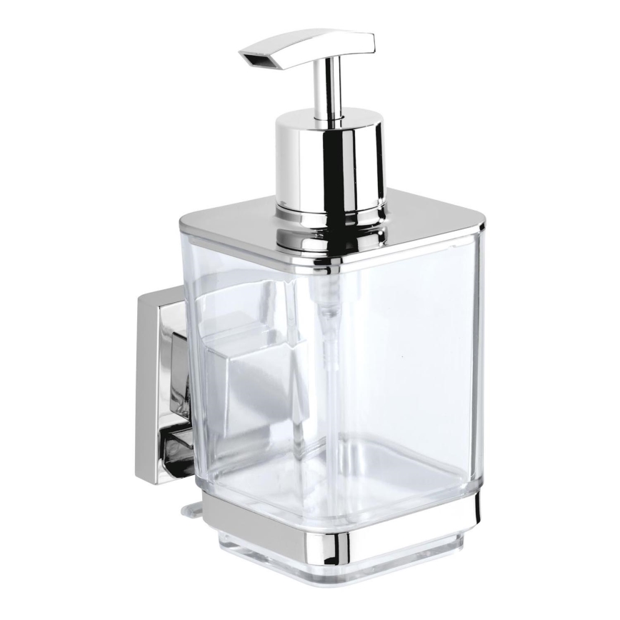 WENKO 22683100-Dispensador de sabão VACUUM-LOC QUADRO ED 7,5x16 cm prateado/cromado brilhante
