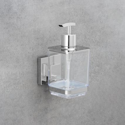 WENKO 22683100-Dispensador de sabão VACUUM-LOC QUADRO ED 7,5x16 cm prateado/cromado brilhante