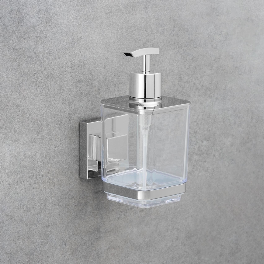 WENKO 22683100-Dispensador de sabão VACUUM-LOC QUADRO ED 7,5x16 cm prateado/cromado brilhante