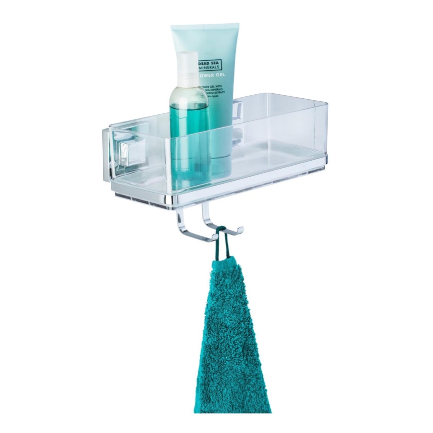 WENKO 22694100-Prateleira VACUUM-LOC QUADRO ED 25,5x15 cm prateada/cromo brilhante/transparente