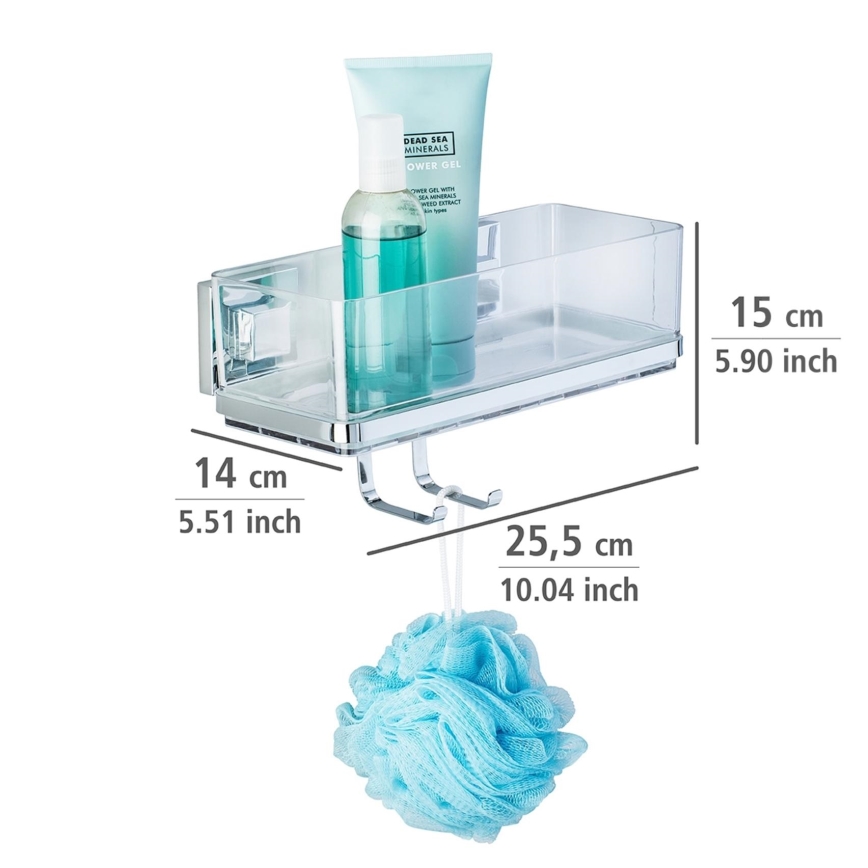 WENKO 22694100-Prateleira VACUUM-LOC QUADRO ED 25,5x15 cm prateada/cromo brilhante/transparente