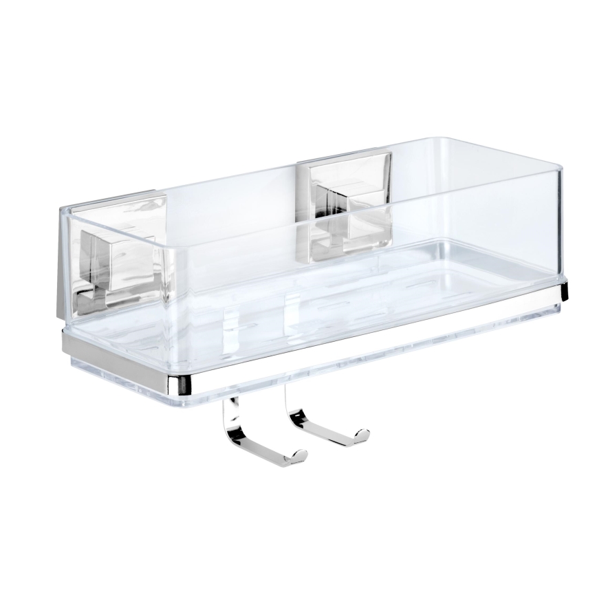 WENKO 22694100-Prateleira VACUUM-LOC QUADRO ED 25,5x15 cm prateada/cromo brilhante/transparente