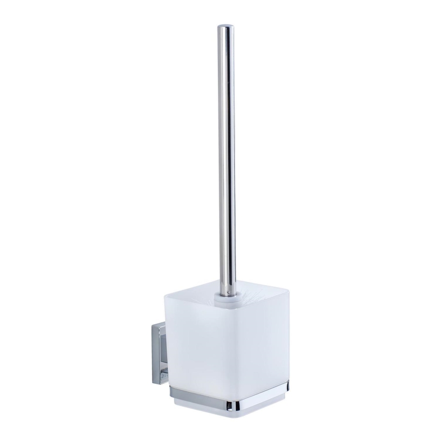 WENKO 22695100-WC escova para sanita VACUUM-LOC QUADRO ED 9,5x37 cm prateada/cromado brilhante/transparente