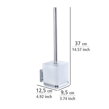 WENKO 22695100-WC escova para sanita VACUUM-LOC QUADRO ED 9,5x37 cm prateada/cromado brilhante/transparente