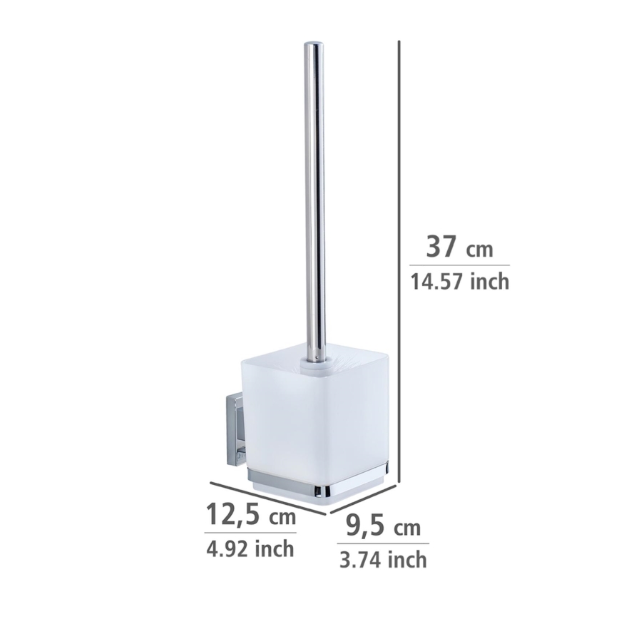 WENKO 22695100-WC escova para sanita VACUUM-LOC QUADRO ED 9,5x37 cm prateada/cromado brilhante/transparente