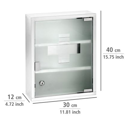 WENKO 22924100 - Armário de medicamentos 30x40 cm aço inoxidável/prateado