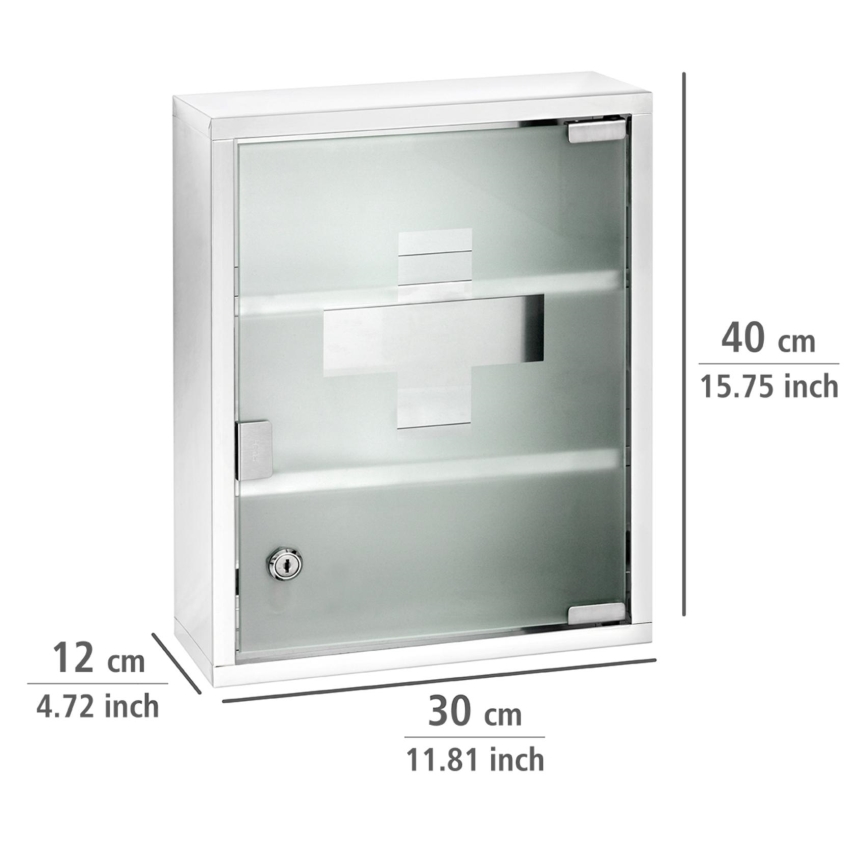 WENKO 22924100 - Armário de medicamentos 30x40 cm aço inoxidável/prateado
