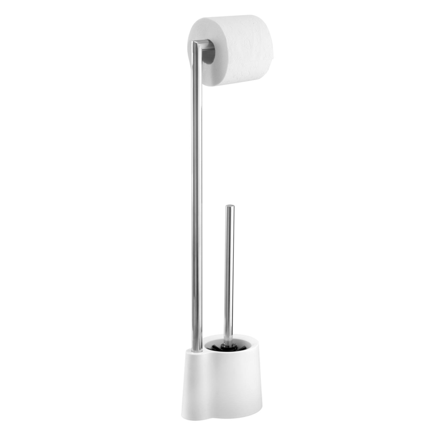 WENKO 22989100 - Escova para WC AVOLA 13x70 cm aço inoxidável/branco/prateado
