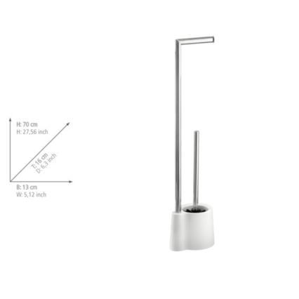 WENKO 22989100 - Escova para WC AVOLA 13x70 cm aço inoxidável/branco/prateado
