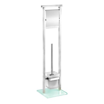 WENKO 22992100 - Escova para WC DEBAR 18x73 cm inox/satinado/branco