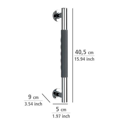 WENKO 23284100-Barra de apoio SECURA 40,5x9 cm inox/antracite/cromado brilhante