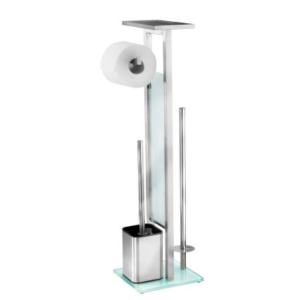 WENKO 23364100 - Escova para WC DEBAR 21x70,5 cm aço inoxidável/acetinado/branco
