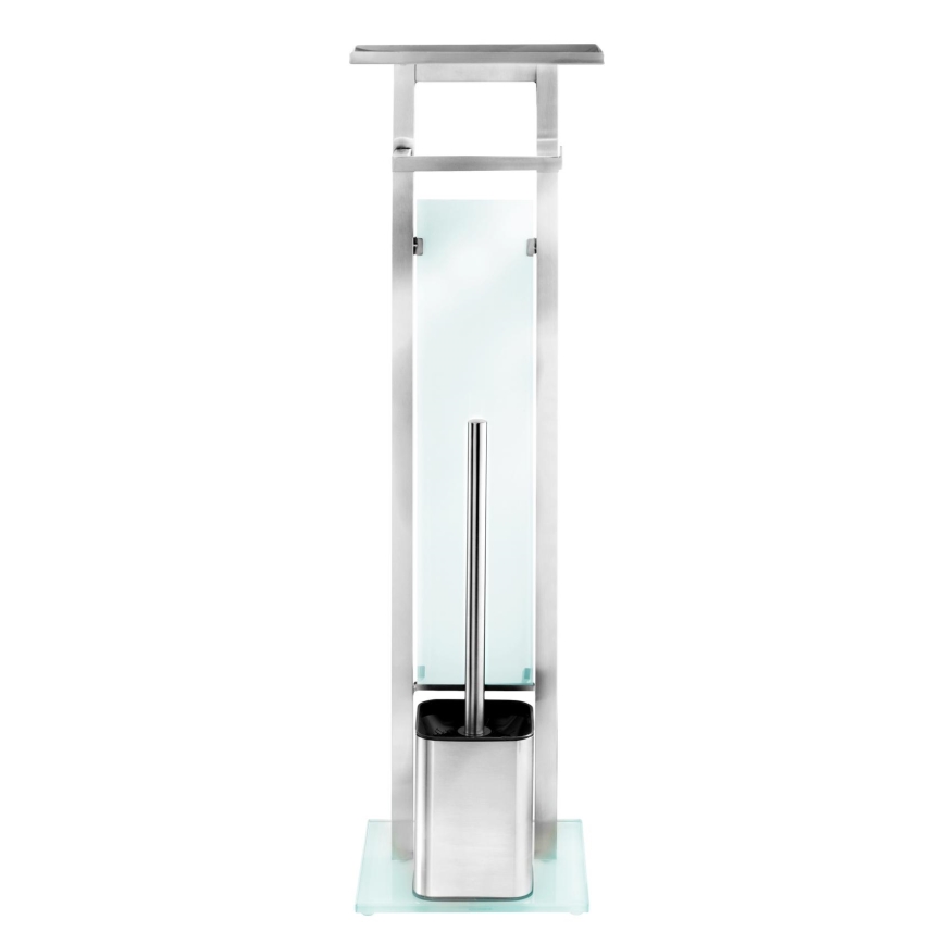 WENKO 23364100 - Escova para WC DEBAR 21x70,5 cm aço inoxidável/acetinado/branco