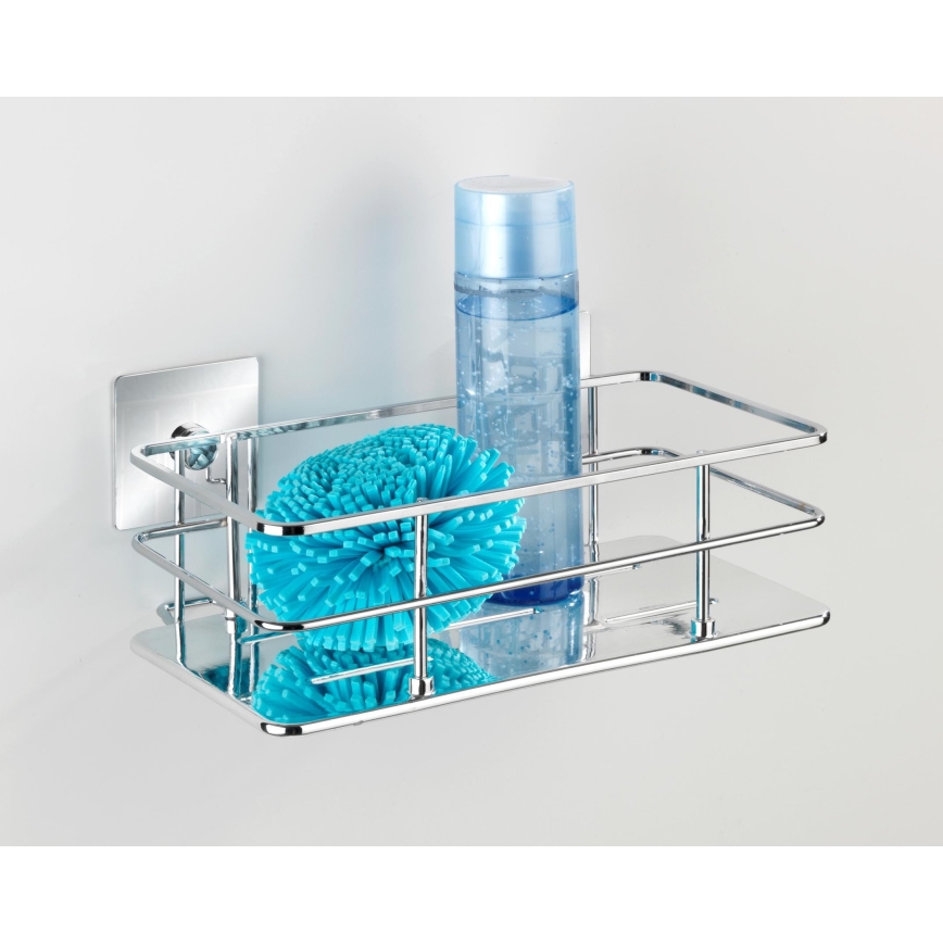 WENKO 23854800-Prateleira TURBO-LOC QUADRO ED. 24x14,5 cm inox/cromado brilhante