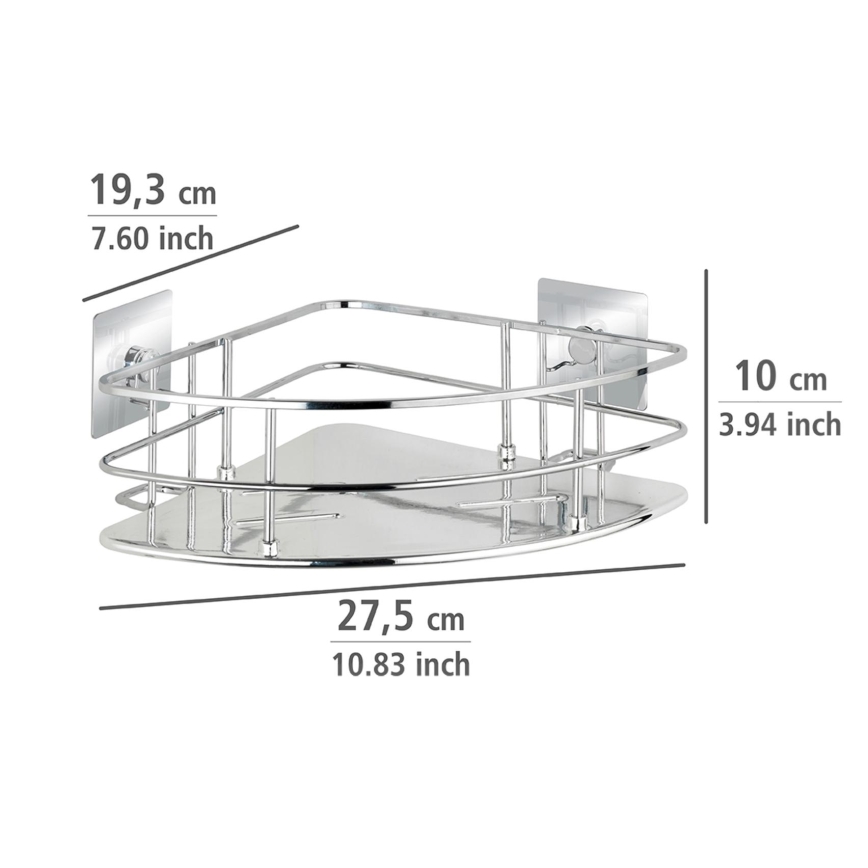 WENKO 23856800-Prateleira TURBO-LOC QUADRO ED. 27,5x19,3 cm aço inoxidável/cromado brilhante