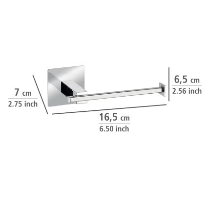 WENKO 23859800 - Suporte de papel higiénico TURBO-LOC QUADRO ED 16,5x6,5 cm em aço inoxidável