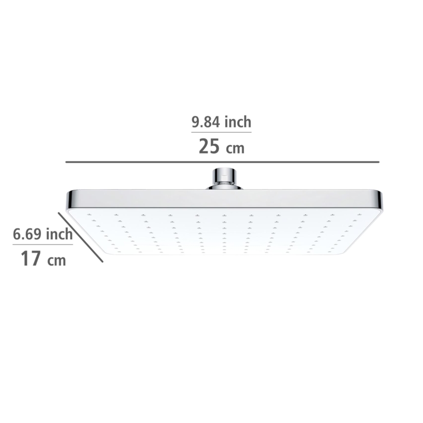 WENKO 24001100 - Cabeça de duche com limpeza automática 25 x 17 cm, cromado brilhante/branco