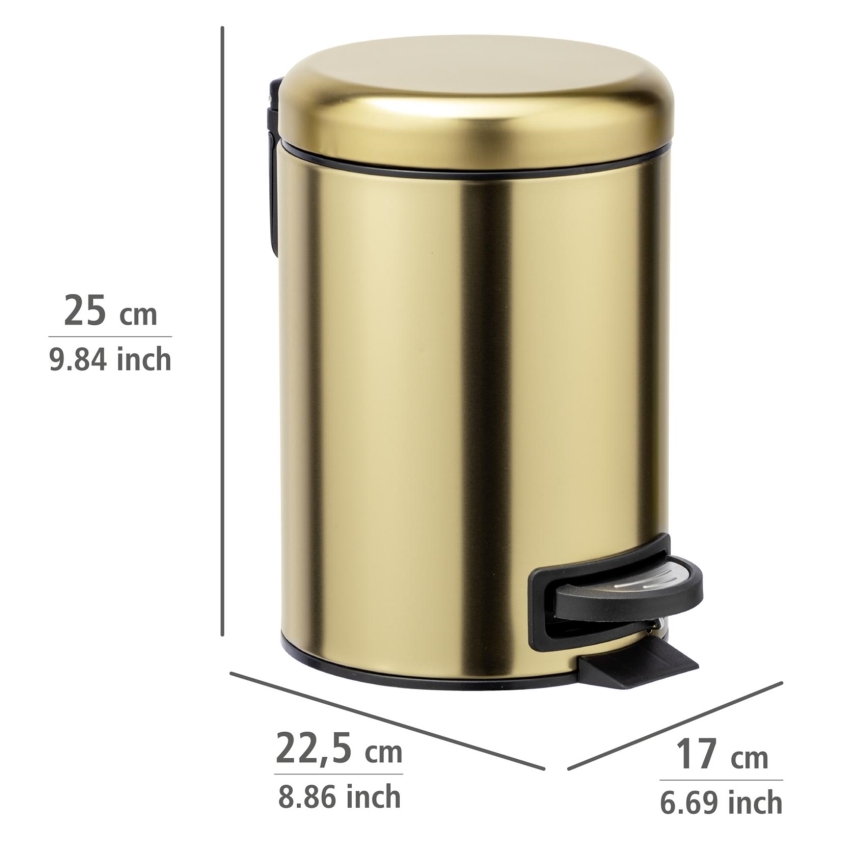 WENKO 24009800 - Cesto de lixo LEMAN 17x25 cm aço inoxidável/dourado/preto