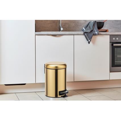 WENKO 24009800 - Cesto de lixo LEMAN 17x25 cm aço inoxidável/dourado/preto