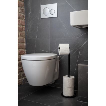 WENKO 24034100 - Suporte para papel higiénico 21x55 cm preto/prateado