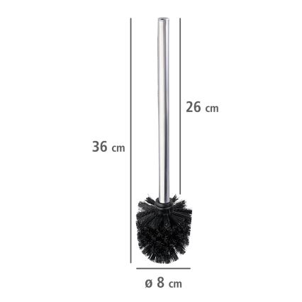 WENKO 24089800 - Escova de sanita 8x35 cm em aço inoxidável, prateada/preta