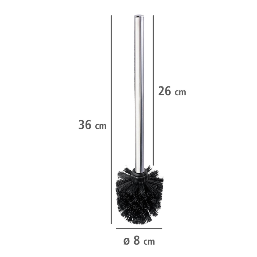 WENKO 24089800 - Escova de sanita 8x35 cm em aço inoxidável, prateada/preta