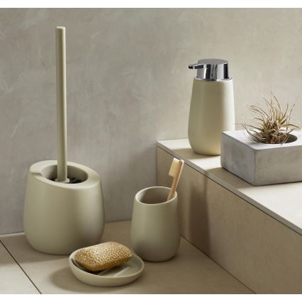 WENKO 24136100 - Escova para WC BADI 13,5 x 38 cm, bege