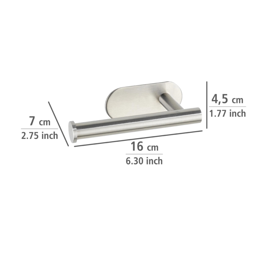 WENKO 24166100 - Suporte para papel higiénico TURBO-LOC OREA MATT 16x7 cm aço inoxidável/prateado