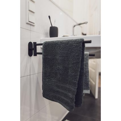 WENKO 24238100-Suporte para toalhas BOSIO BLACK 5,5x43 cm aço inoxidável/prateado