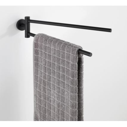 WENKO 24238100-Suporte para toalhas BOSIO BLACK 5,5x43 cm aço inoxidável/prateado
