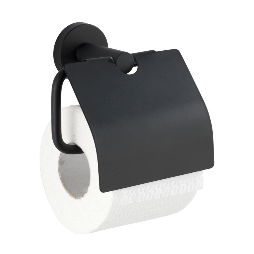 WENKO 24241100-Suporte para papel higiénico BOSIO BLACK 15x13,5 cm aço inoxidável/prateado