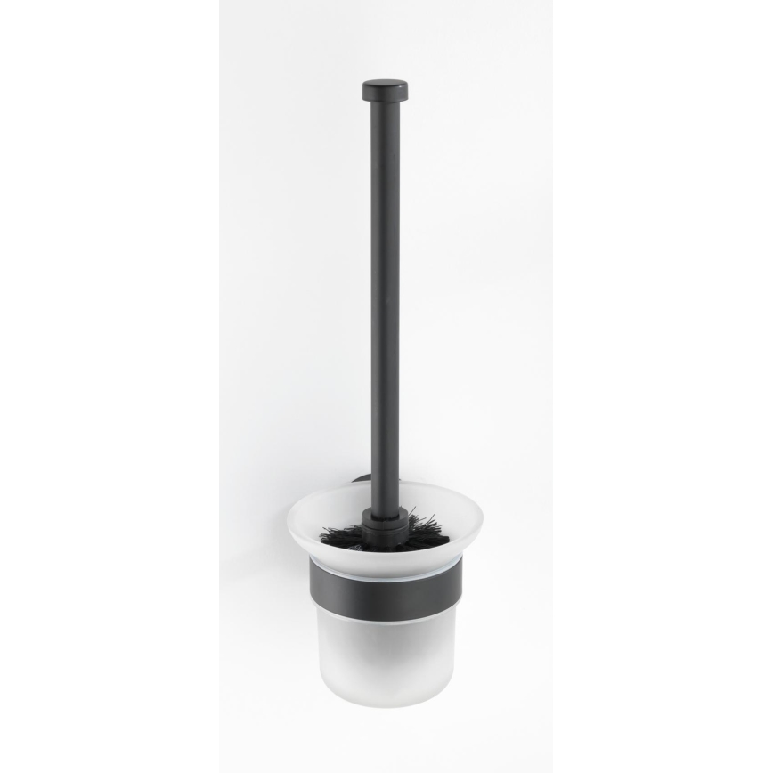 WENKO 24243100 - Escova para WC BOSIO BLACK 10x35 cm aço inoxidável/prateado/acetinado