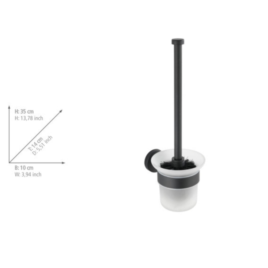 WENKO 24243100 - Escova para WC BOSIO BLACK 10x35 cm aço inoxidável/prateado/acetinado