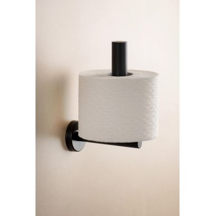 WENKO 24262100-Suporte para papel higiénico BOSIO BLACK 8x18 cm aço inoxidável/prateado