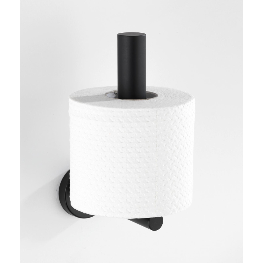 WENKO 24262100-Suporte para papel higiénico BOSIO BLACK 8x18 cm aço inoxidável/prateado