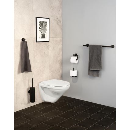 WENKO 24262100-Suporte para papel higiénico BOSIO BLACK 8x18 cm aço inoxidável/prateado