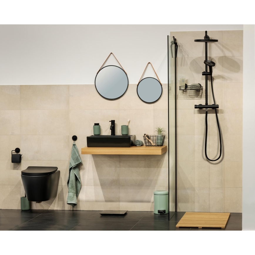 WENKO 24424100 - Espelho BORRONE 40 x 40 cm, preto/prateado